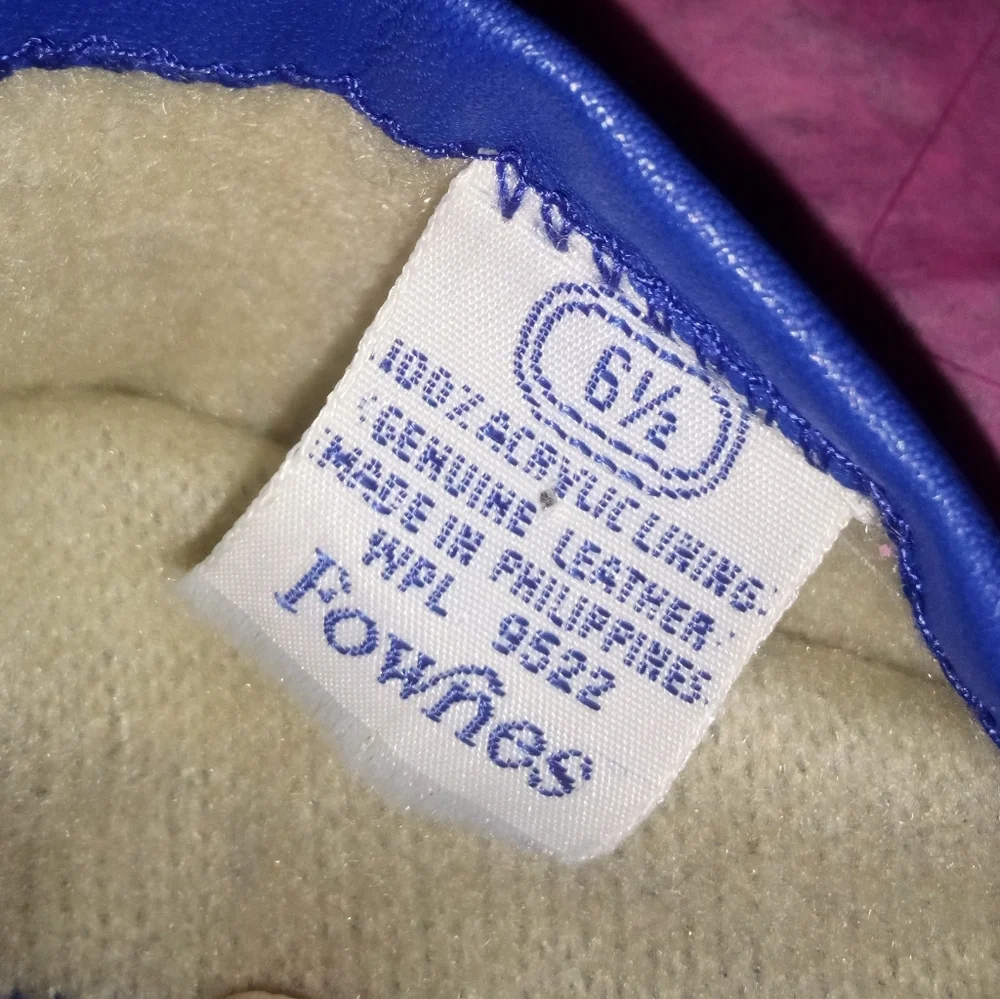 Vintage Fownes Awesome Stylish Blue Leather Gloves Size 6 1/2